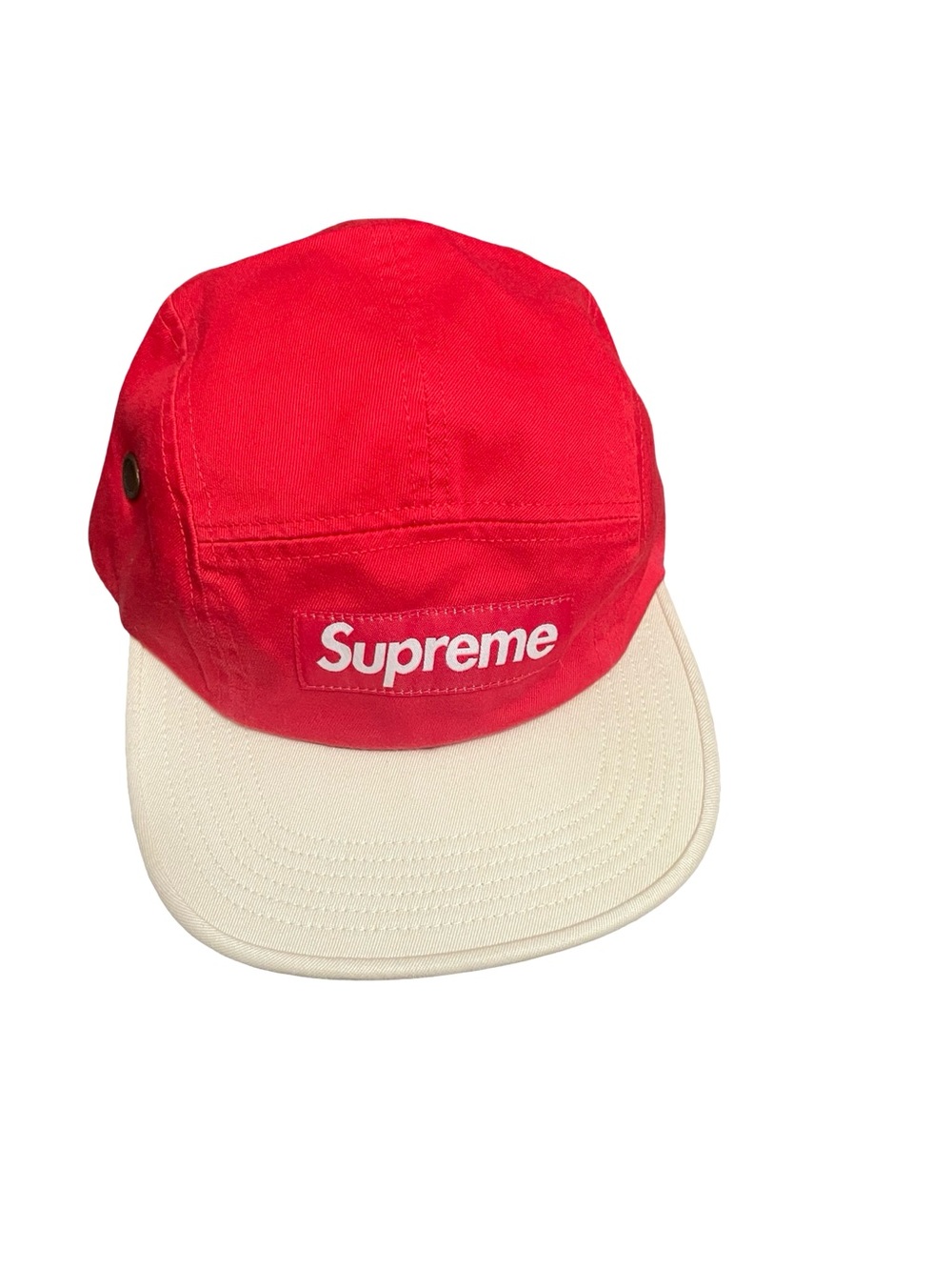 Supreme Red and Cream Two-Tone Camp Cap